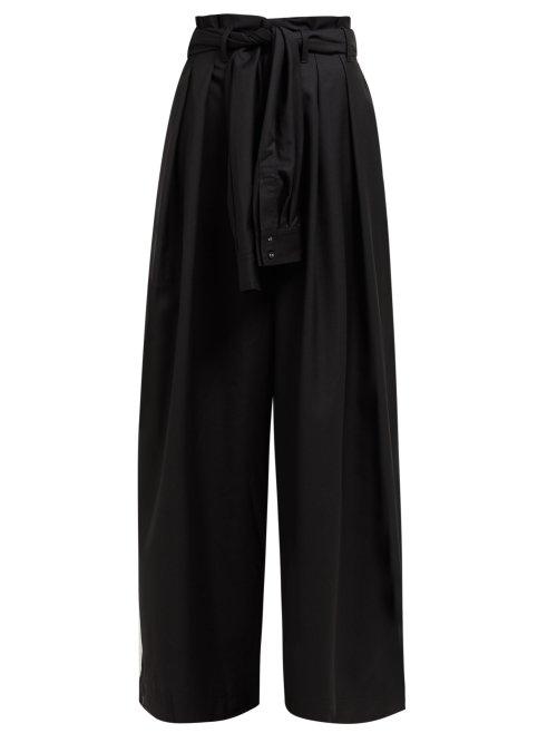 Matchesfashion.com Aje - Edward Tie Waist Wool Blend Trousers - Womens - Black