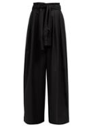 Matchesfashion.com Aje - Edward Tie Waist Wool Blend Trousers - Womens - Black