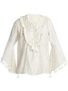 Matchesfashion.com Talitha - Tasselled Silk And Cotton Blend Blouse - Womens - White