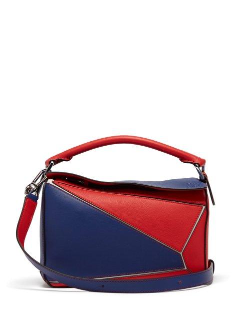 Matchesfashion.com Loewe - Puzzle Small Grained Leather Cross Body Bag - Womens - Red Multi