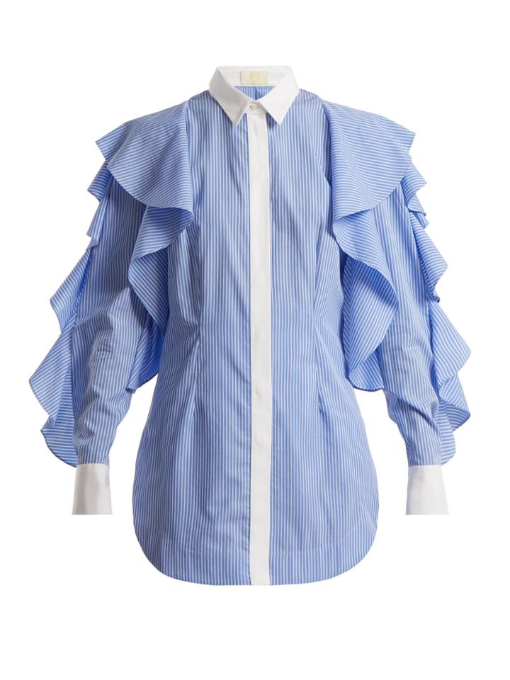 Sara Battaglia Striped Point-collar Shirt