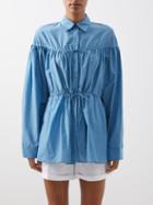 Matteau - Drawstring Cotton-blend Poplin Tunic Top - Womens - Blue