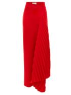 Matchesfashion.com A.w.a.k.e. Mode - Asymmetric Pleated Crepe Skirt - Womens - Red