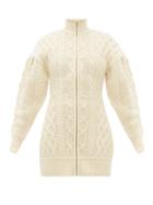 Matchesfashion.com Marine Serre - Roll Neck Cable Knit Wool Sweater Dress - Womens - Cream