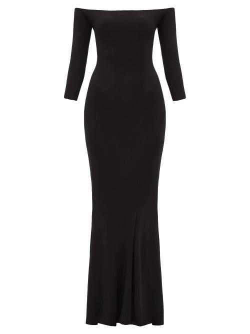 Matchesfashion.com Norma Kamali - Off The Shoulder Jersey Maxi Dress - Womens - Black