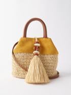 Serena Uziyel - Melita Small Raffia And Suede Basket Bag - Womens - Yellow Multi