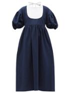 Matchesfashion.com Kika Vargas - Puffed-sleeve Denim Dress - Womens - Blue