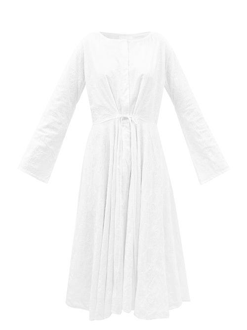 Merlette - Lelie Floral-embroidered Cotton-voile Midi Dress - Womens - White