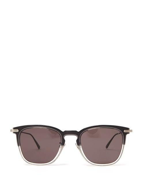 Matchesfashion.com Bottega Veneta - Intrecciato Square Gradated Acetate Sunglasses - Mens - Grey