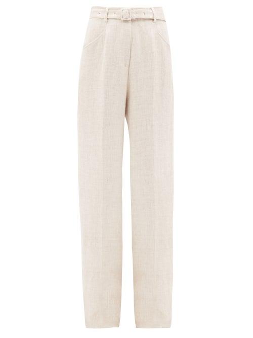 Gabriela Hearst - Norman High-rise Linen Tailored Trousers - Womens - Ivory
