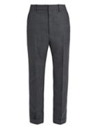 Matchesfashion.com Bottega Veneta - Tapered Leg Windowpane Check Wool Trousers - Mens - Grey