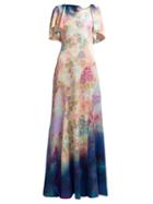 Matchesfashion.com Peter Pilotto - Floral Print Silk Blend Dress - Womens - Blue Multi