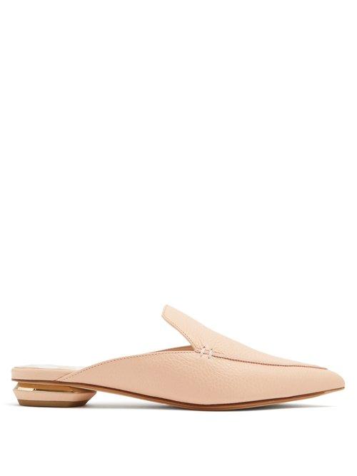 Matchesfashion.com Nicholas Kirkwood - Beya Grained Leather Backless Loafers - Womens - Nude