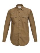 Ladies Rtw Saint Laurent - Western-yoke Ripstop Shirt - Womens - Khaki