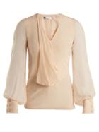 Matchesfashion.com Lanvin - V Neck Draped Front Silk Blouse - Womens - Light Pink