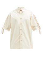 Matchesfashion.com Nanushka - Alain Crochet-panel Cotton-poplin Shirt - Mens - Cream