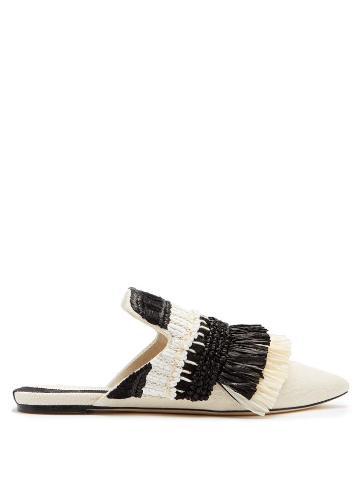 Sanayi 313 Bolaria Raffia-embellished Slipper Shoes