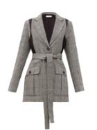 Matchesfashion.com Jw Anderson - Single-breasted Prince Of Wales Wool-blend Blazer - Womens - Grey