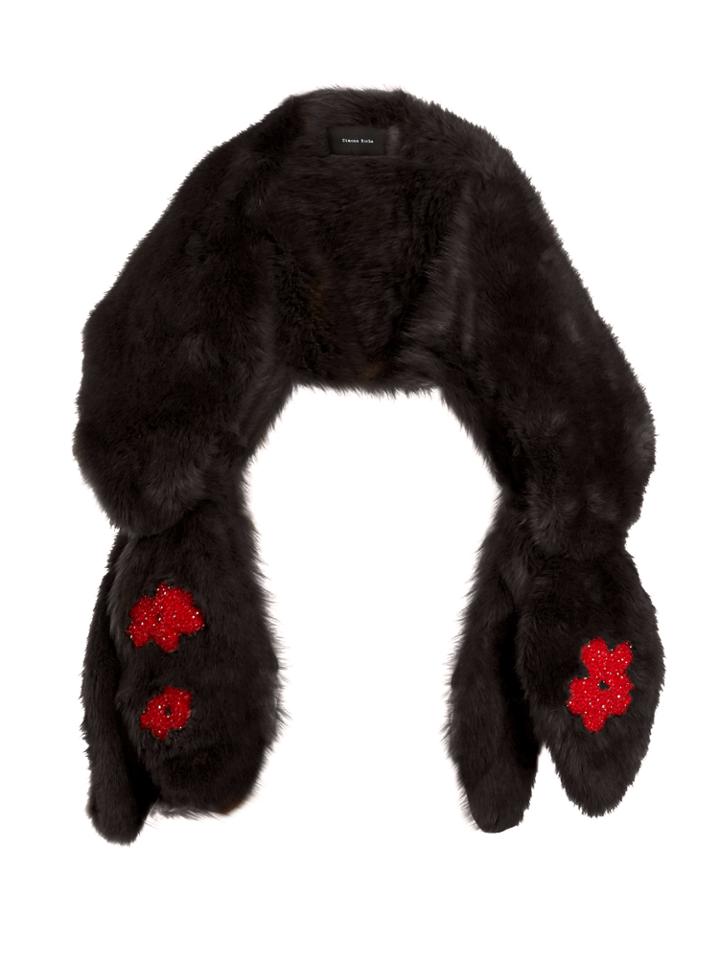 Simone Rocha Bead-embellished Bow Faux-fur Scarf