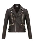Matchesfashion.com Paul Smith - Moto Piped Grained Leather Biker Jacket - Mens - Black