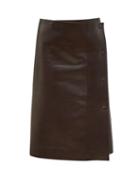 Matchesfashion.com The Row - Narai Asymmetric Leather Skirt - Womens - Dark Brown
