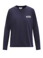 Matchesfashion.com Ganni - Logo-print Jersey Long-sleeve T-shirt - Womens - Dark Navy