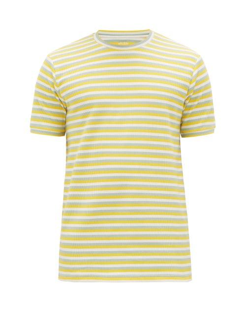 Matchesfashion.com Holiday Boileau - Hardy Striped Cotton-blend Waffle-piqu T-shirt - Mens - Yellow Multi