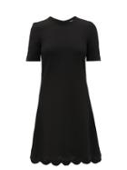 Matchesfashion.com Goat - Jolie Scalloped-hem Wool-crepe Dress - Womens - Black