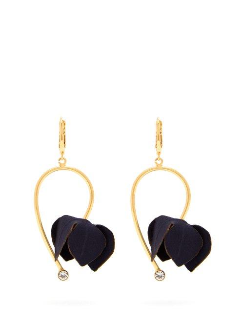 Matchesfashion.com Marni - Flora Fabric And Strass Earrings - Womens - Navy