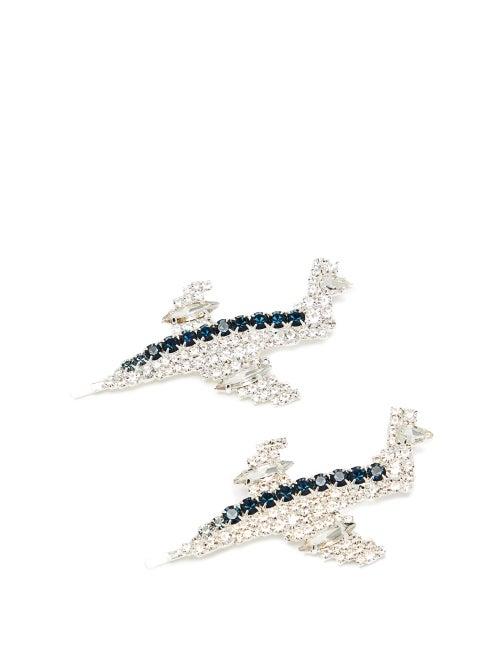 Matchesfashion.com Art School - Aeroplane Crystal-embellished Hair Slides - Womens - Blue