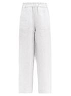 Matchesfashion.com Casa Raki - Natalia High-rise Striped Linen Wide-leg Trousers - Womens - Black Stripe