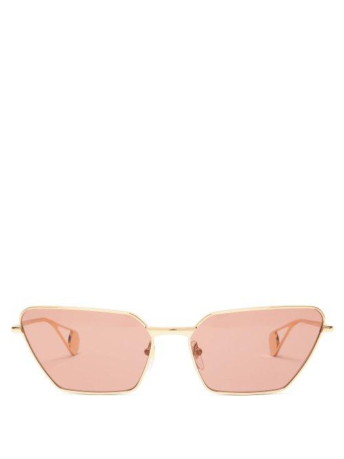 Matchesfashion.com Gucci - Angular Metal Sunglasses - Womens - Gold Multi