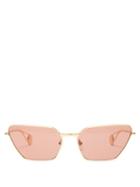 Matchesfashion.com Gucci - Angular Metal Sunglasses - Womens - Gold Multi