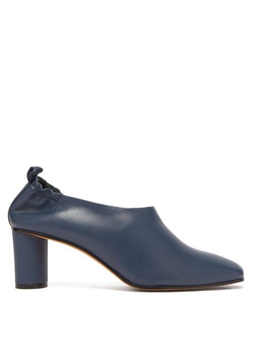 Matchesfashion.com Gray Matters - Micol Block Heel Leather Pumps - Womens - Blue