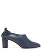 Matchesfashion.com Gray Matters - Micol Block Heel Leather Pumps - Womens - Blue