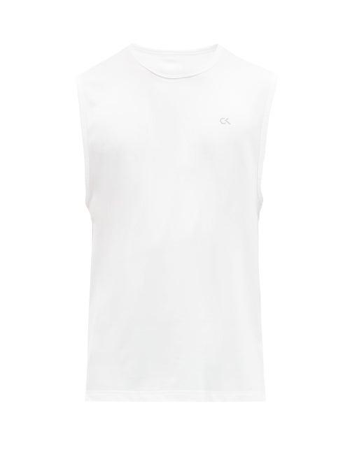 Matchesfashion.com Calvin Klein Performance - Logo-print Cotton-jersey Tank Top - Mens - White