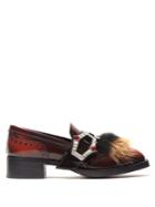 Prada Crystal And Fur-embellished Leather Loafers