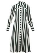 Matchesfashion.com Emilia Wickstead - Lucille Striped Georgette Shirt Dress - Womens - Green White