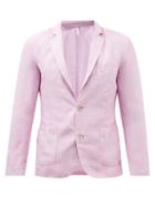 120 Lino 120% Lino - Slubbed Linen-hopsack Suit Jacket - Mens - Pink