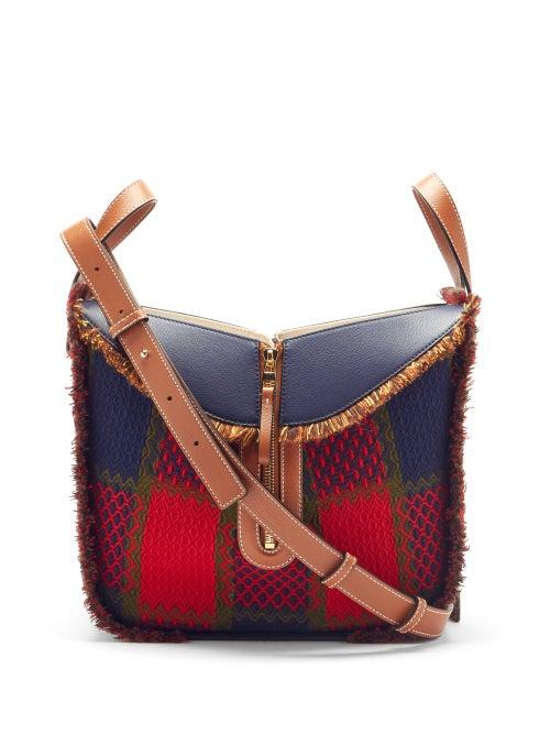 Matchesfashion.com Loewe - Hammock Tartan And Leather Shoulder Bag - Womens - Red Multi