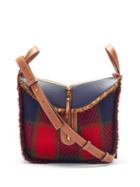 Matchesfashion.com Loewe - Hammock Tartan And Leather Shoulder Bag - Womens - Red Multi