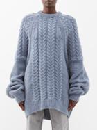 Raey - Oversized Contrast-panel Wool-blend Sweater - Womens - Blue