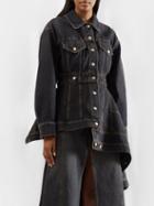 Alexander Mcqueen - Asymmetric-peplum Denim Jacket - Womens - Black
