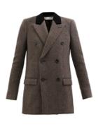 Saint Laurent - Double-breasted Herringbone-wool Jacket - Womens - Beige Navy