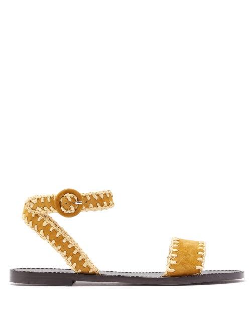 Matchesfashion.com Tabitha Simmons - Judy Raffia Whipstitched Suede Sandals - Womens - Tan