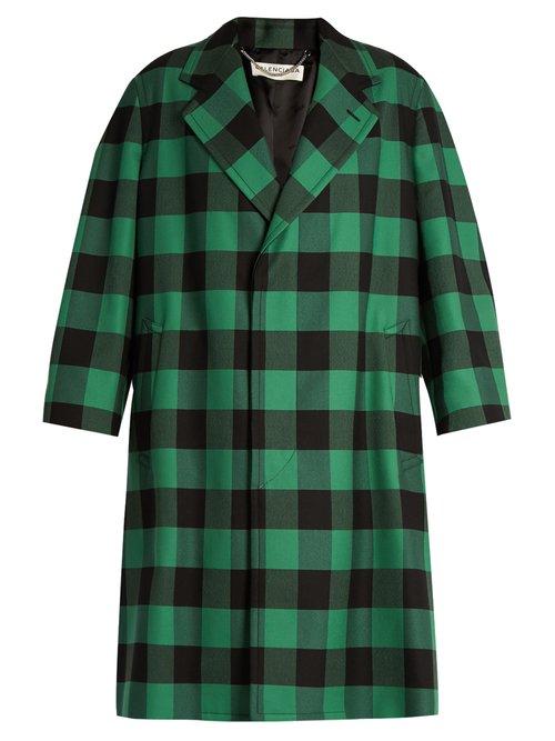 Matchesfashion.com Balenciaga - Godfather Checked Oversized Coat - Womens - Green Multi