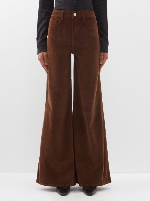 Frame - Le Palazzo Corduroy Wide-leg Trousers - Womens - Dark Brown