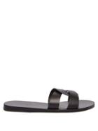 Ladies Shoes Ancient Greek Sandals - Desmos Leather Slides - Womens - Black