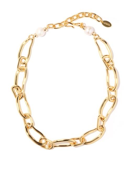 Lizzie Fortunato - Collage Pearl & Gold-plated Chain Necklace - Womens - Yellow Gold
