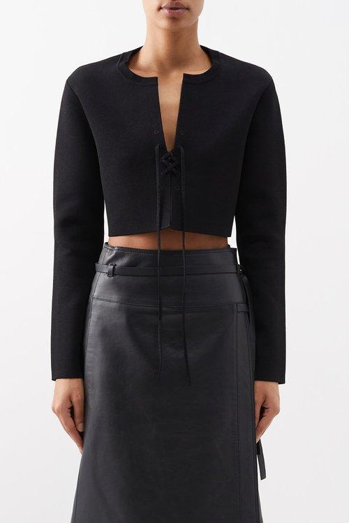 Altuzarra - Zalika Lace-up Knitted Cropped Cardigan - Womens - Black